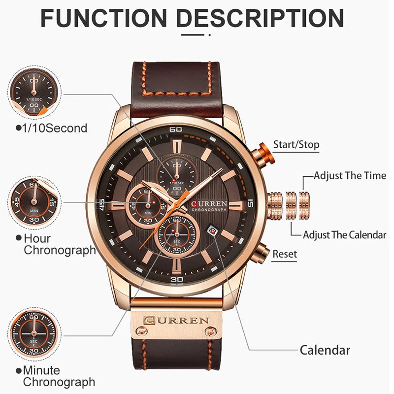 CURREN Brand Watch Men Leather Sports Watches
