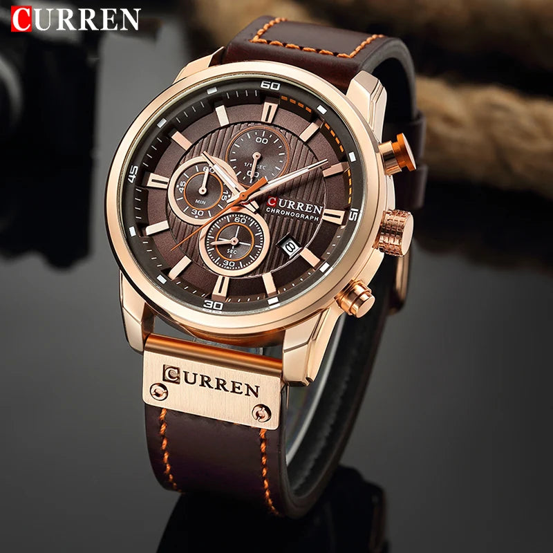 CURREN Brand Watch Men Leather Sports Watches