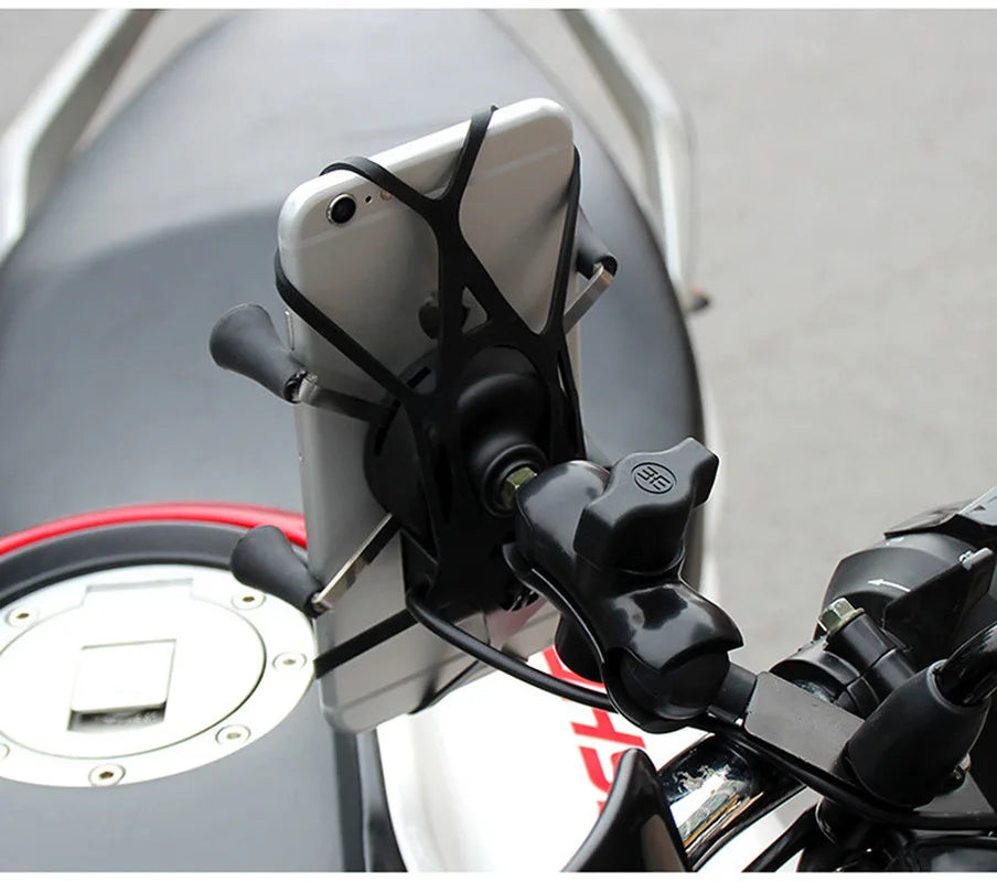 Universal Waterproof Bracket Motorcycle Motorbike Phone Holder Mirror Mount Clamp + USB Fast Charge Mobile Phone Accessories