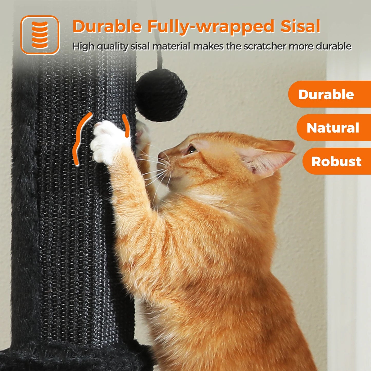 Cat Scratching Post with Natural Sisal Ball