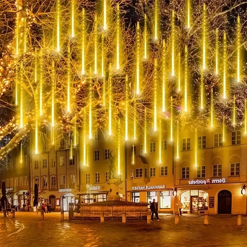 Outdoor Lights 32/24/16/8 Tubes Garland Led Meteor Shower Rain String Lights