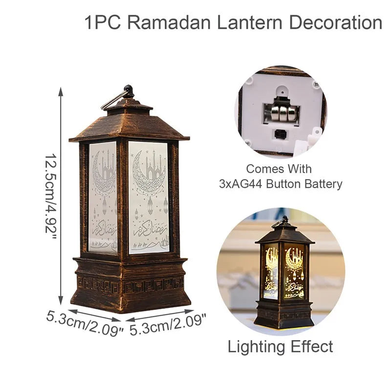 Eid Mubarak Ornaments Lantern Light Ramadan Decorations for Home 2025