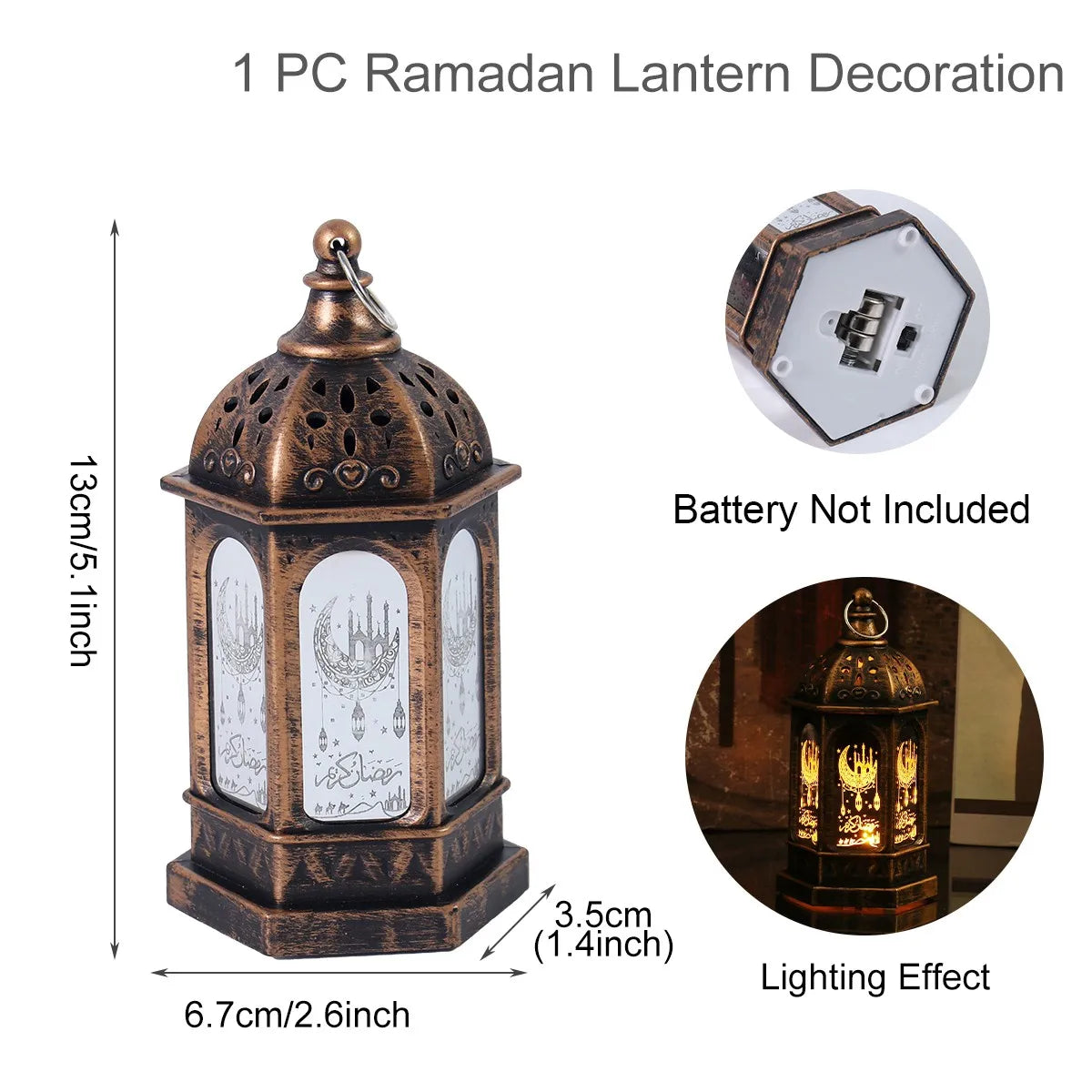 Eid Mubarak Ornaments Lantern Light Ramadan Decorations for Home 2025