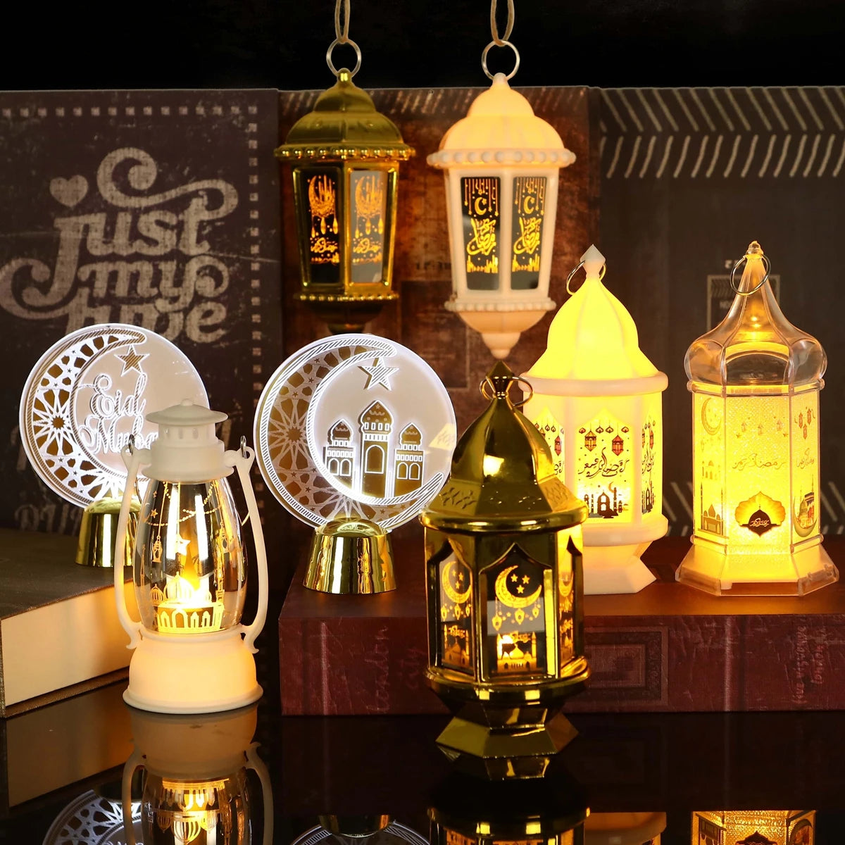 Eid Mubarak Ornaments Lantern Light Ramadan Decorations for Home 2025