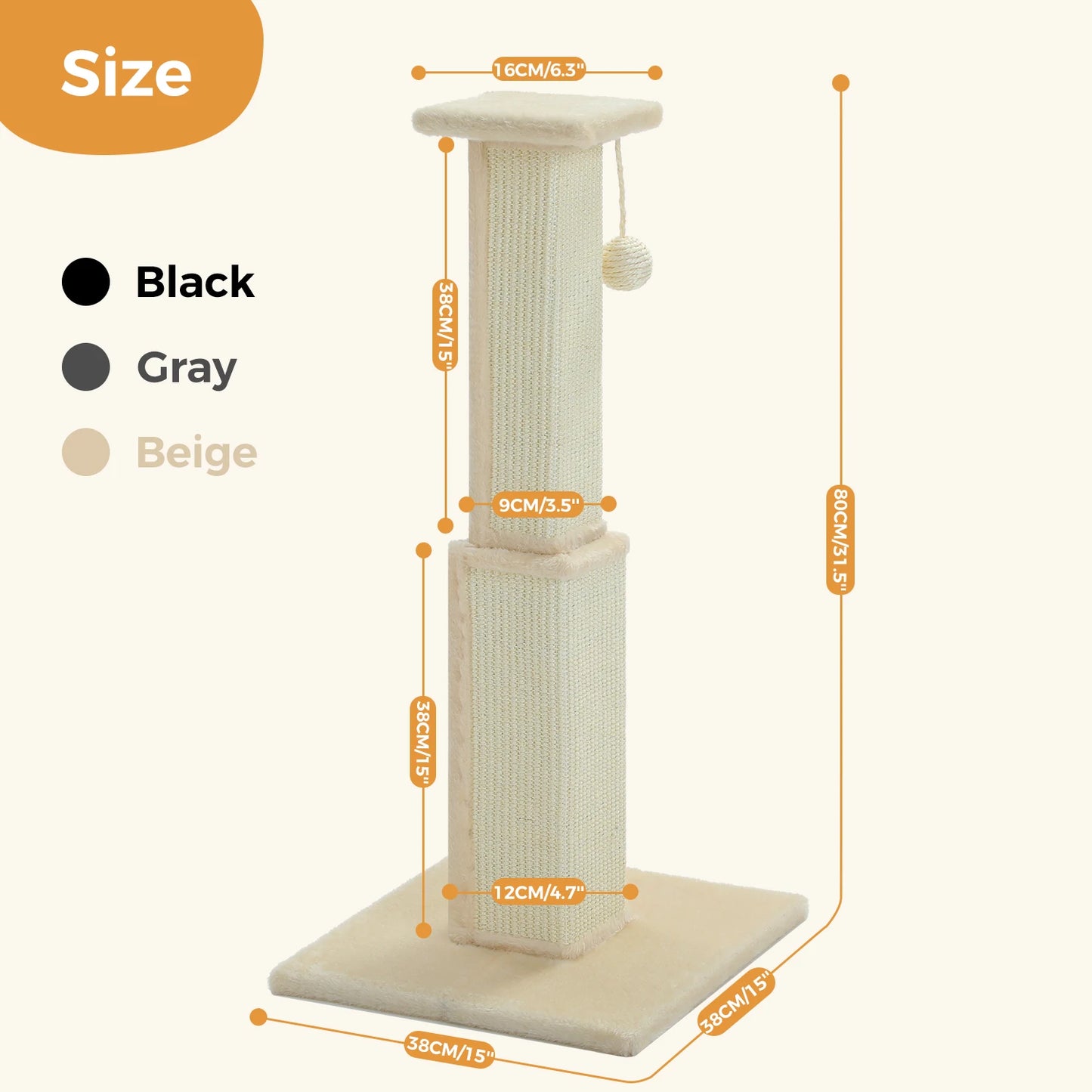 Cat Scratching Post with Natural Sisal Ball