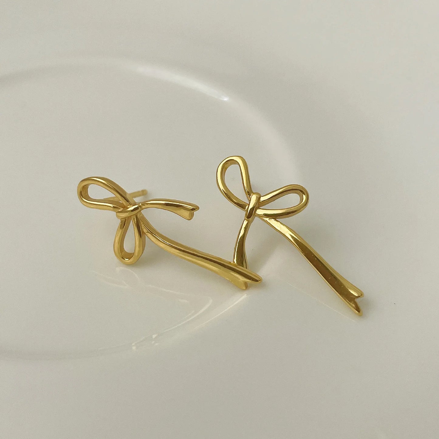 18K Gold Plated Bow Earrings for Women