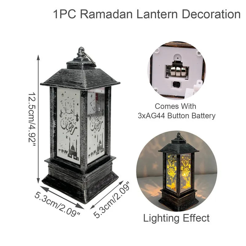 Eid Mubarak Ornaments Lantern Light Ramadan Decorations for Home 2025