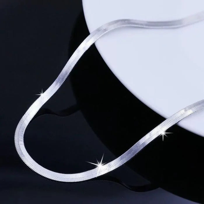 925 Sterling silver 18K Gold 4MM Flat chain Necklace for Women Luxury Fine
