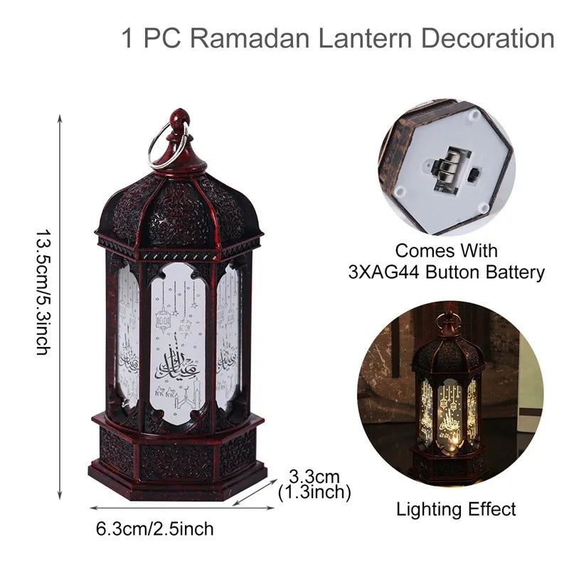 Eid Mubarak Ornaments Lantern Light Ramadan Decorations for Home 2025