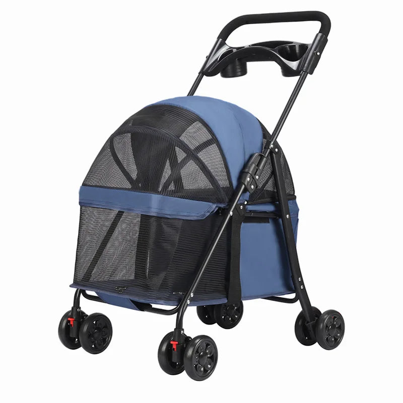 Outdoor Foldable Pet Trolley with 4 Wheels