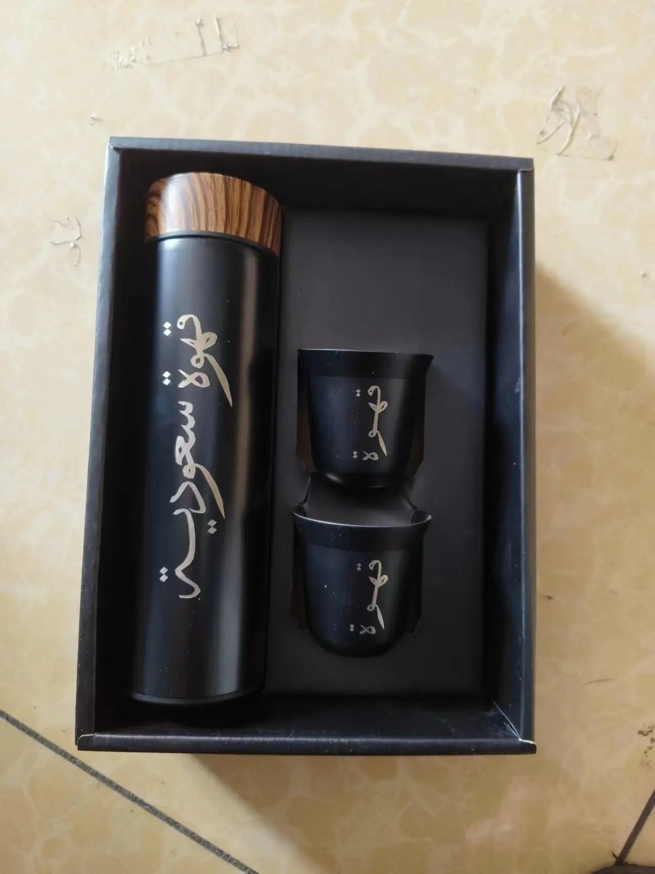 500ML Thermos +80ml Mug Customiszed the Name in Arabic Script