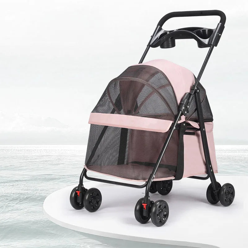 Outdoor Foldable Pet Trolley with 4 Wheels