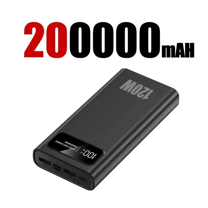 200000mAh 120W Super Fast Charging Battery Digital Display High Capacity Mobile Power Supply iphone Samsung Xiaomi Huawei