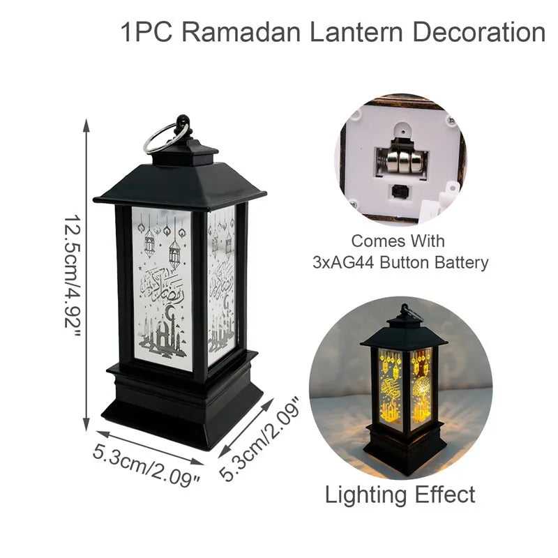 Eid Mubarak Ornaments Lantern Light Ramadan Decorations for Home 2025