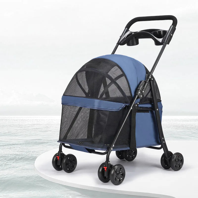 Outdoor Foldable Pet Trolley with 4 Wheels