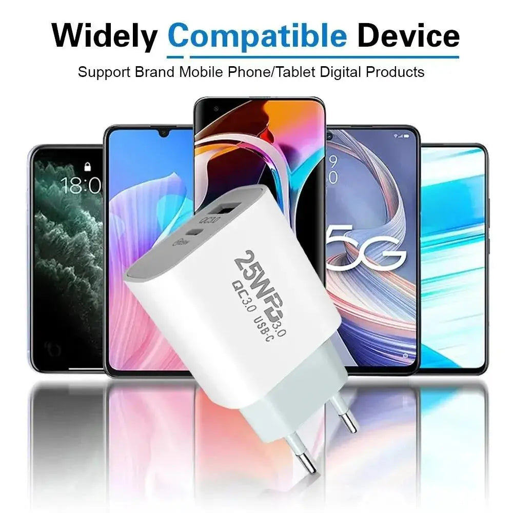 For iPhone Fast Charger 25w Wall Type C Charging Cable Mobile Phone Compatible For IPhone 14 13 12 11 Pro Max XR XS X 7 8 iPad