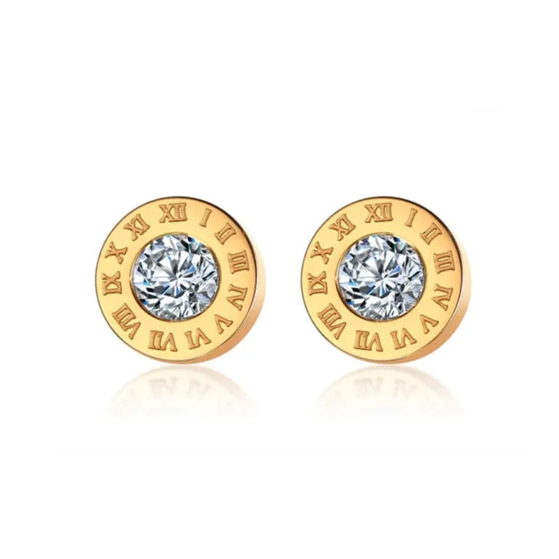 Korean Vintage Delicate Zircon Shell Heart Stud Earrings