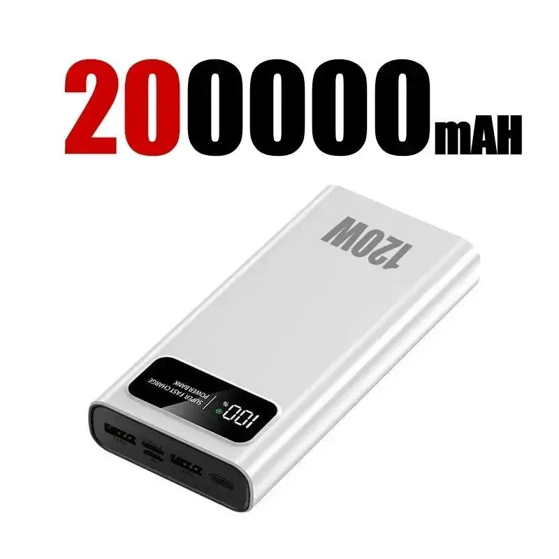 200000mAh 120W Super Fast Charging Battery Digital Display High Capacity Mobile Power Supply iphone Samsung Xiaomi Huawei