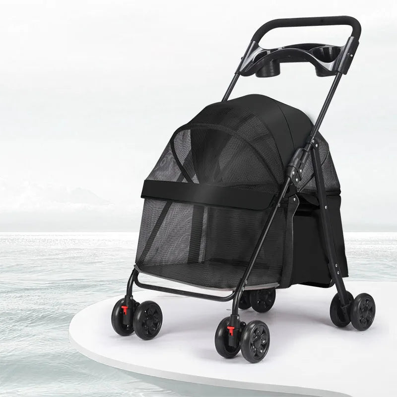 Outdoor Foldable Pet Trolley with 4 Wheels
