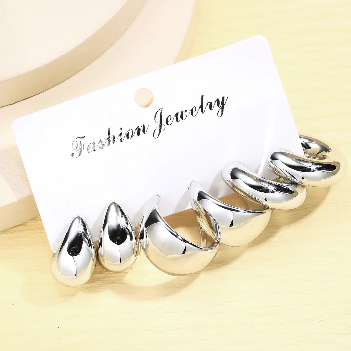 6pcs Chunky Gold/Selver Earring Set