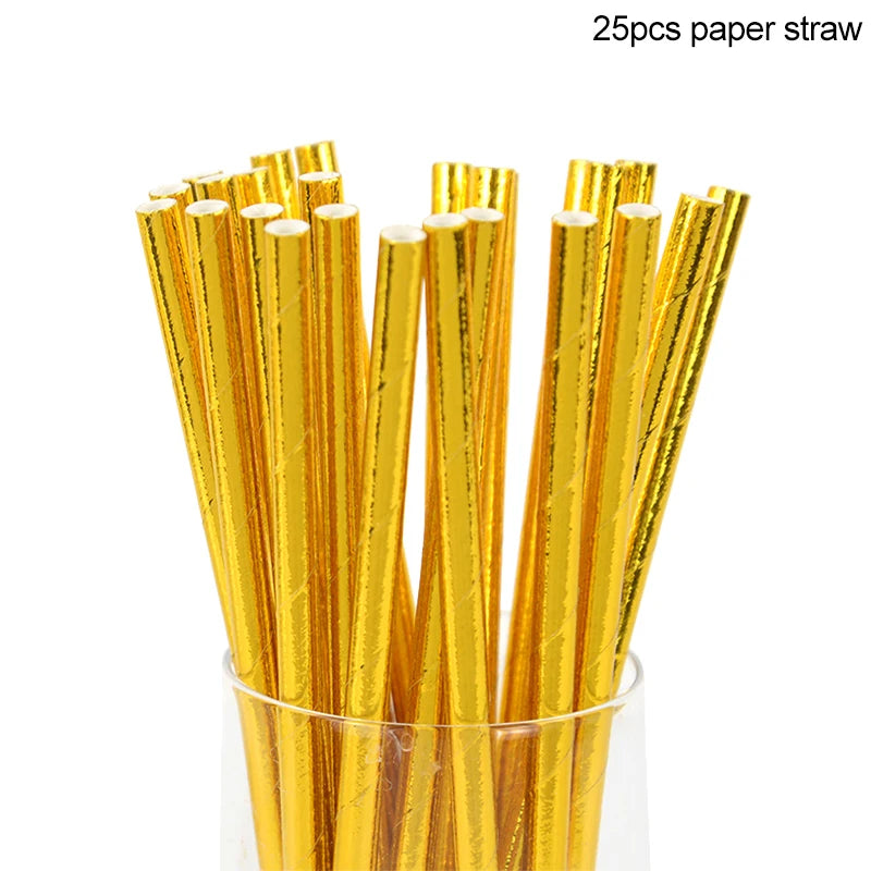 Eid Mubarak Disposable Tableware Gold Plate Cup Banner Gift Bags