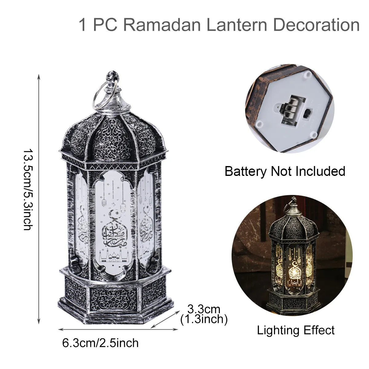 Eid Mubarak Ornaments Lantern Light Ramadan Decorations for Home 2025