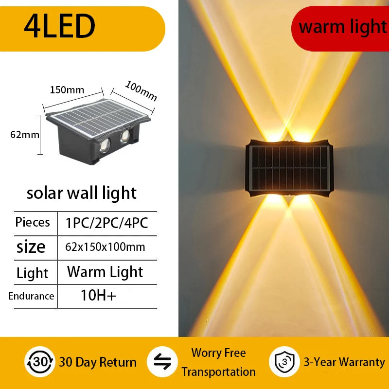 Solar Wall Lamp Outdoor Warm Light Waterproof