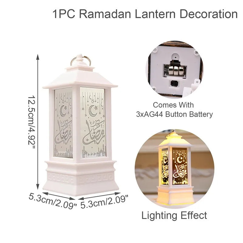 Eid Mubarak Ornaments Lantern Light Ramadan Decorations for Home 2025