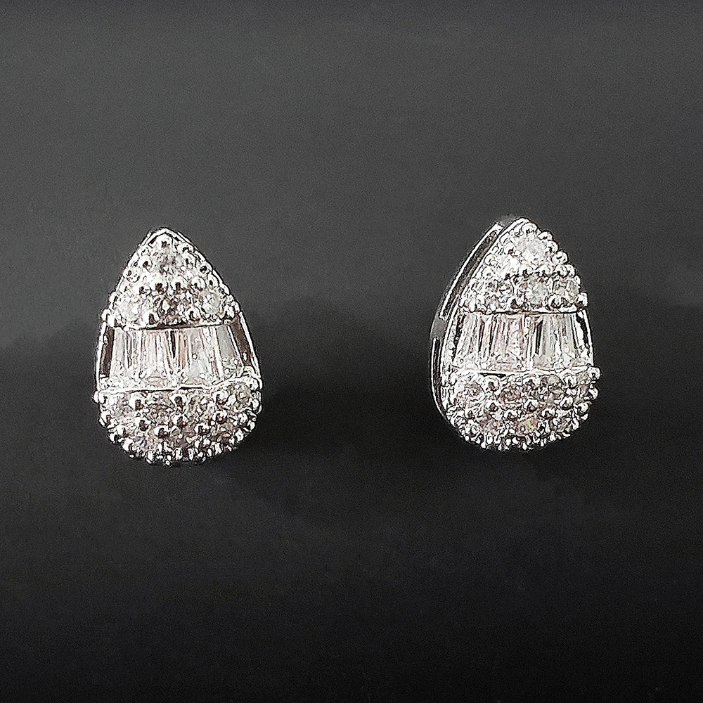 Delicate Water Drop Shaped Stud Earrings Luxury Silver Color