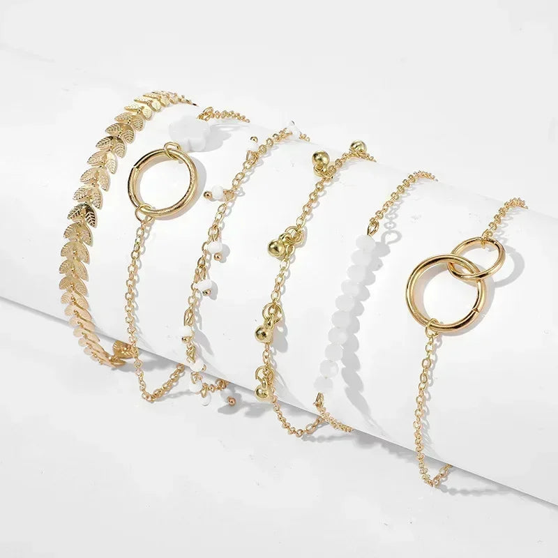 4Pcs Green Gemstone Bangle Rhinestone Bracelet