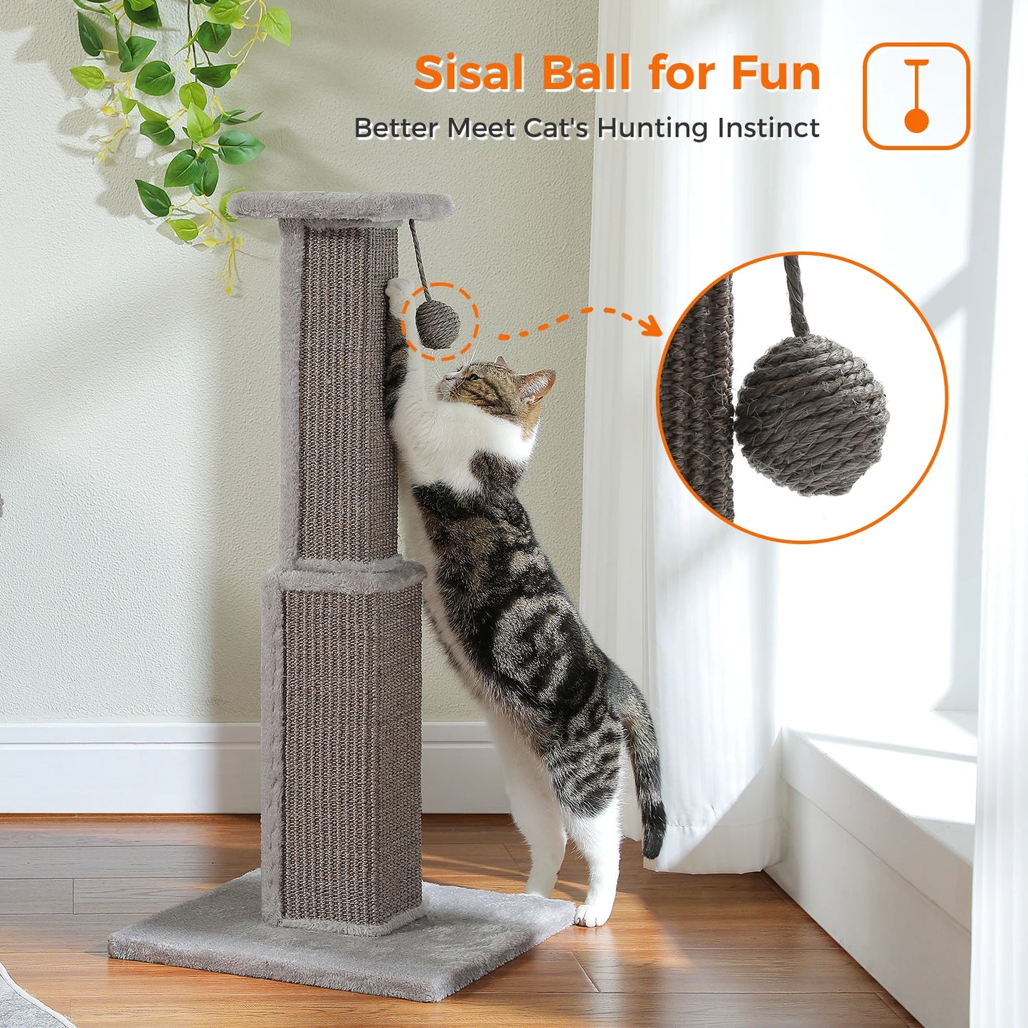 Cat Scratching Post with Natural Sisal Ball