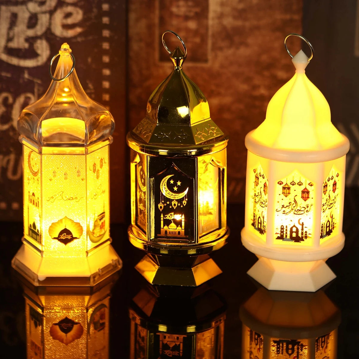 Eid Mubarak Ornaments Lantern Light Ramadan Decorations for Home 2025