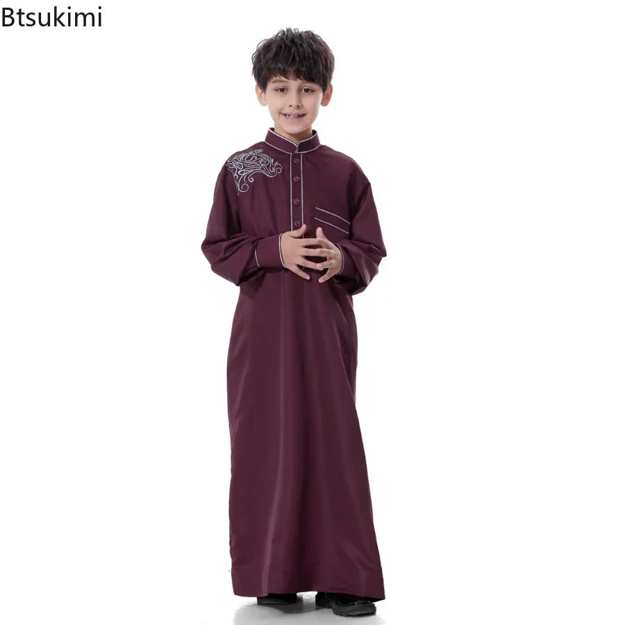 2025 Muslim Boys Kids Robe Thoub Jubba Thobe Daffah