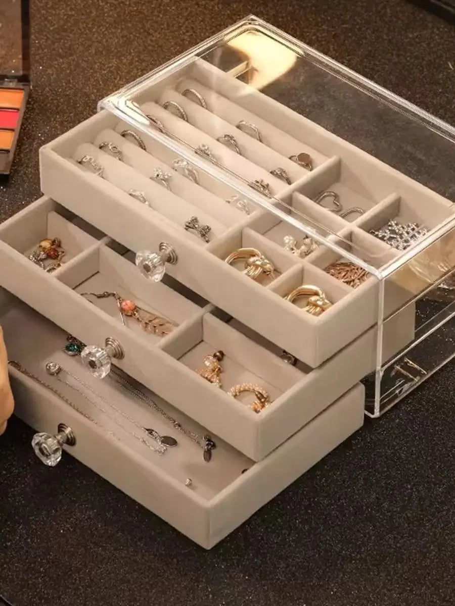 New three-layer clear drawer storage box