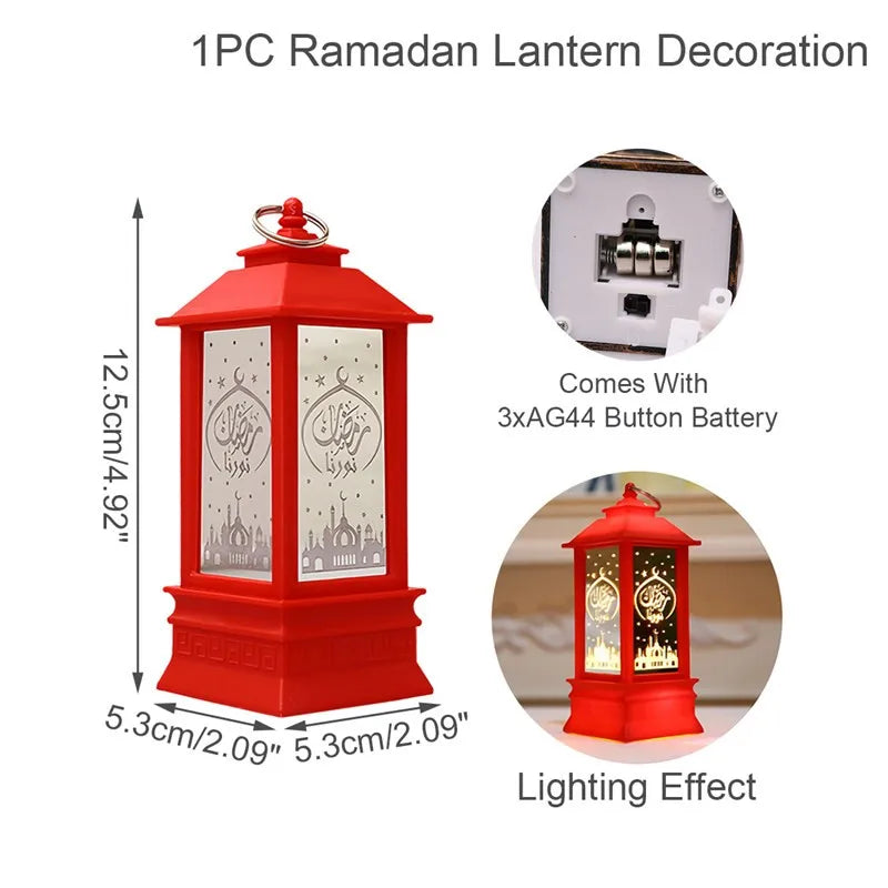 Eid Mubarak Ornaments Lantern Light Ramadan Decorations for Home 2025
