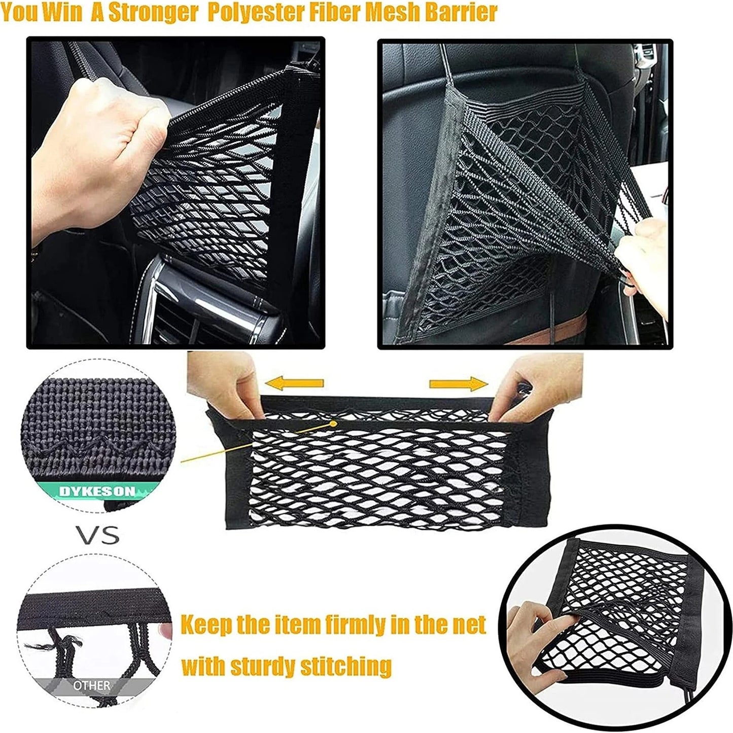 Pet Car Barrier with Safety Mesh Storage