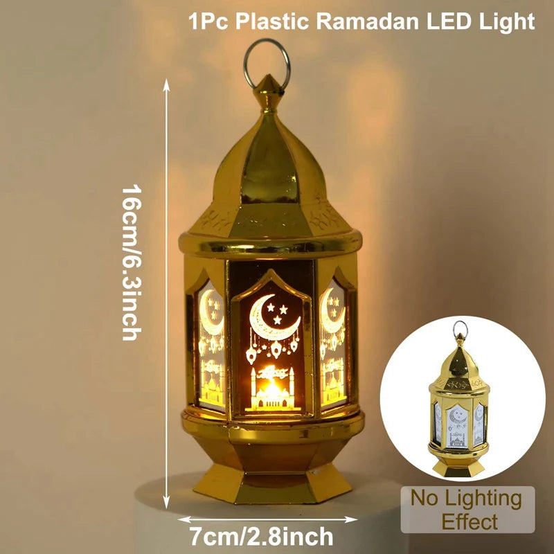 Eid Mubarak Ornaments Lantern Light Ramadan Decorations for Home 2025