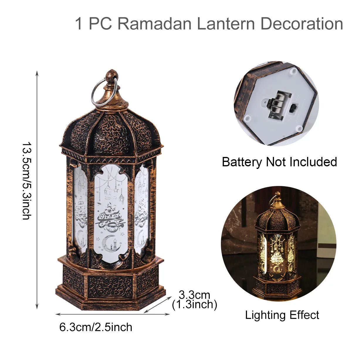 Eid Mubarak Ornaments Lantern Light Ramadan Decorations for Home 2025