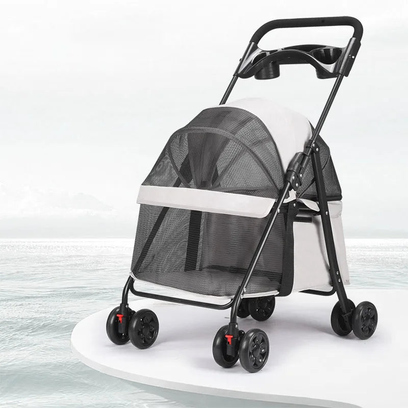 Outdoor Foldable Pet Trolley with 4 Wheels