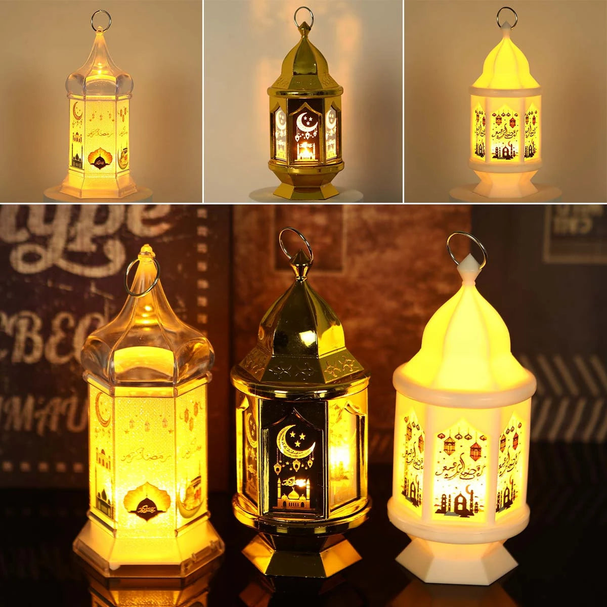 Eid Mubarak Ornaments Lantern Light Ramadan Decorations for Home 2025