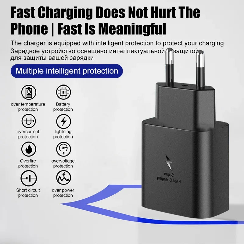 45W PD Fast Charging For Samsung Galaxy S22 S23 Ultra Note10 Plus Mobile Phone USB Type C Cable Fast Quick Charging Wall Adapter