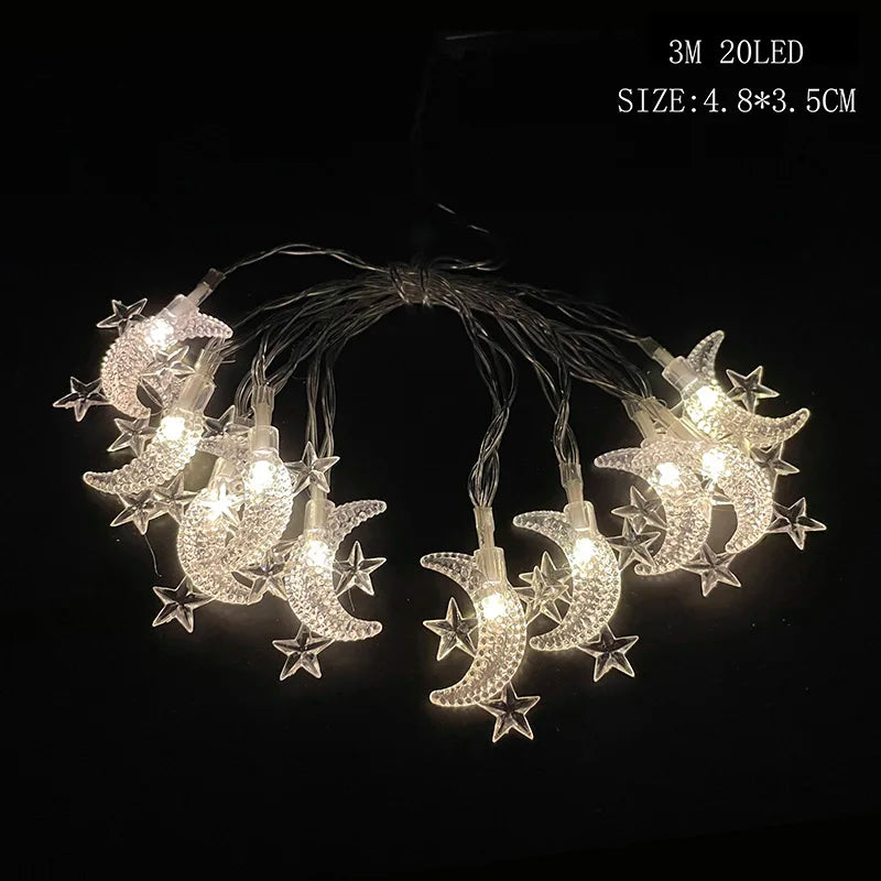 EID Mubarak light Star Moon Led String Lights Ornaments