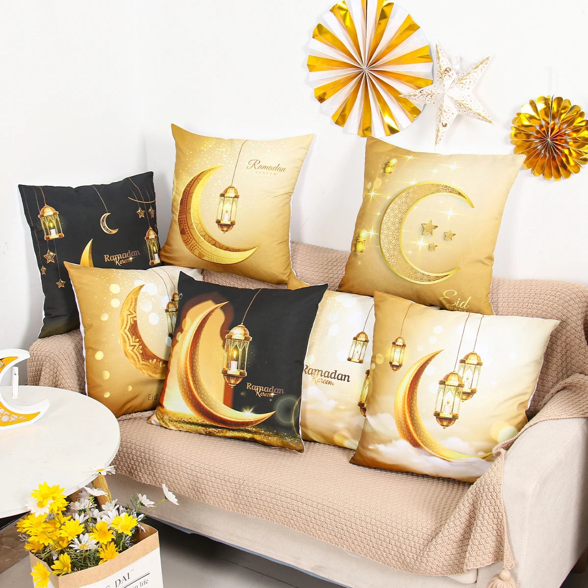 EID Mubarak Decor Cushion Cover Pillowcase Ramadan Decorations for Home