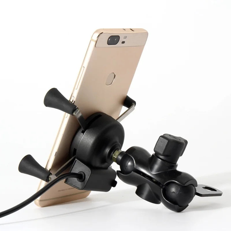 Universal Waterproof Bracket Motorcycle Motorbike Phone Holder Mirror Mount Clamp + USB Fast Charge Mobile Phone Accessories