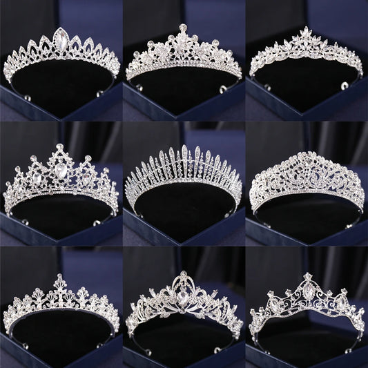 Silver Color Crystal Crowns and Tiaras Baroque Vintage Crown Tiara