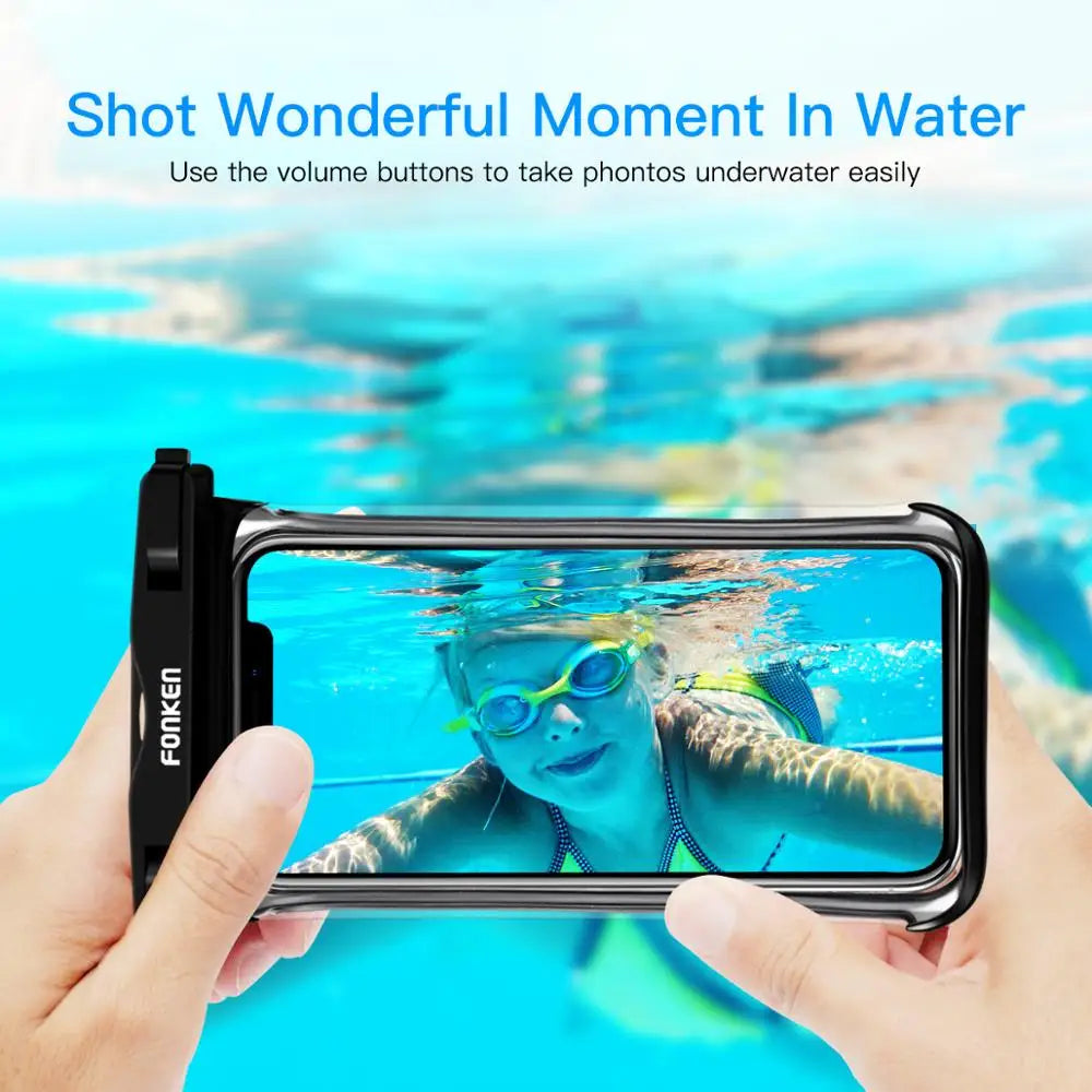 FONKEN Full View Waterproof Case for Phone Underwater Snow Rainforest Transparent Dry Bag Swimming Pouch Big Mobile Phone Covers