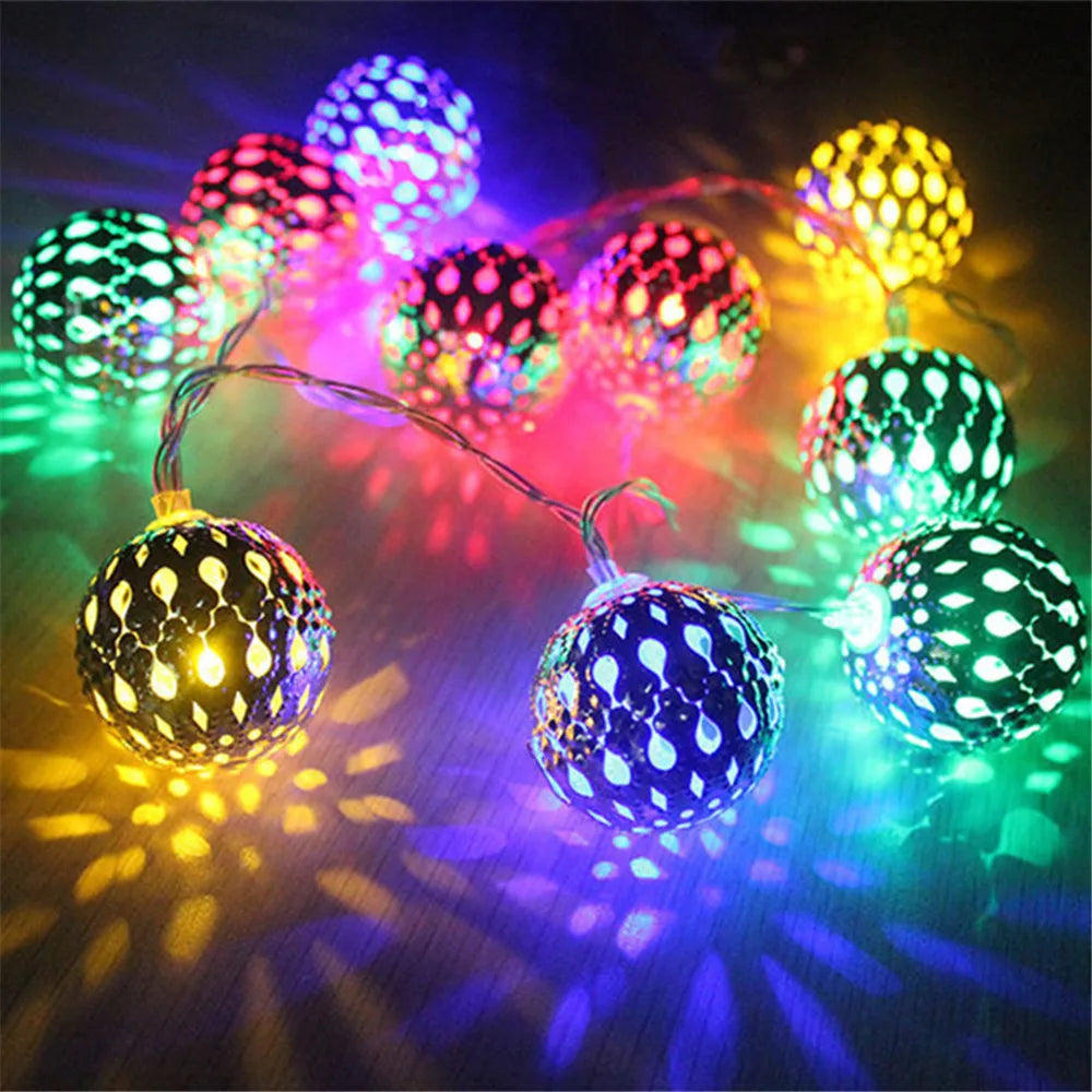 10/20/40/50leds Fairy Hollow Metal Ball LED String Lights Battery Powered Indoor Outdoor Decoration