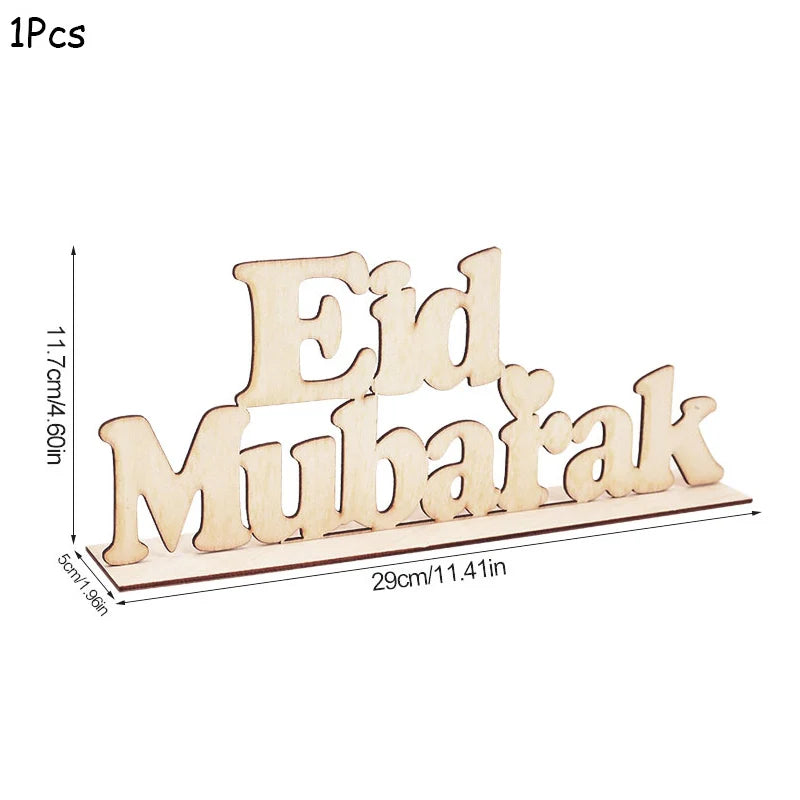 EID Mubarak Wooden Pendant with LED Candles Light