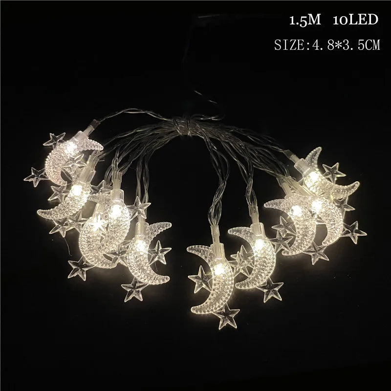 10LED Moon Star castle Led Light String Eid Mubarak