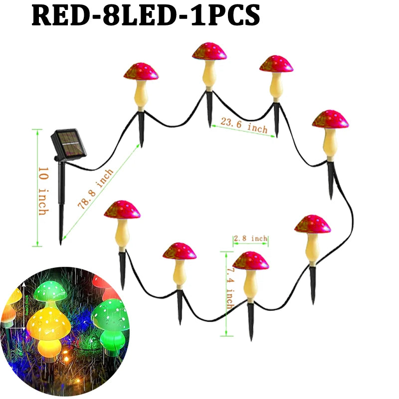 Solar Mushroom Light Garden Outdoor Decor 8 Modes